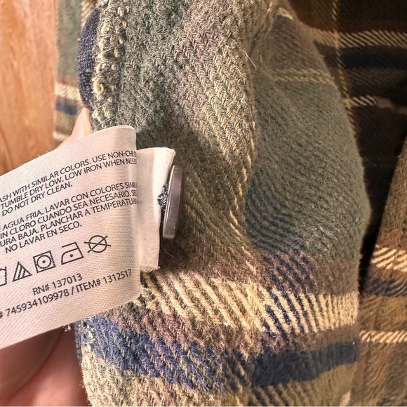 Orvis Men Big Bear Heavyweight Double Brushed Green Lg Flannel Button Down Shirt - Picture 7 of 9